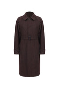 THEODORE Brown Striped Wool Overcoat, view 1 of 2