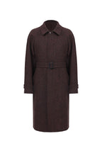 THEODORE Brown Striped Wool Overcoat, view 1 of 2