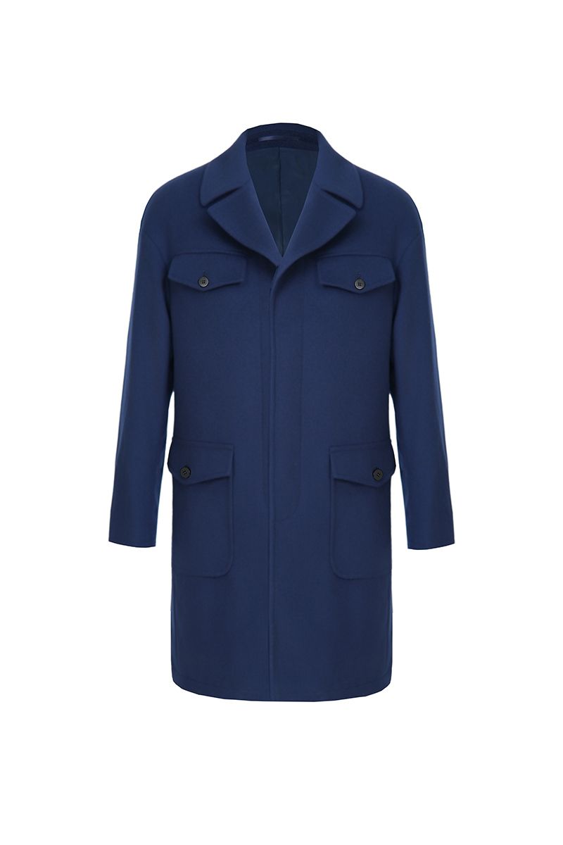 THEODORE Blue Wool Overcoat, view 1 of 3