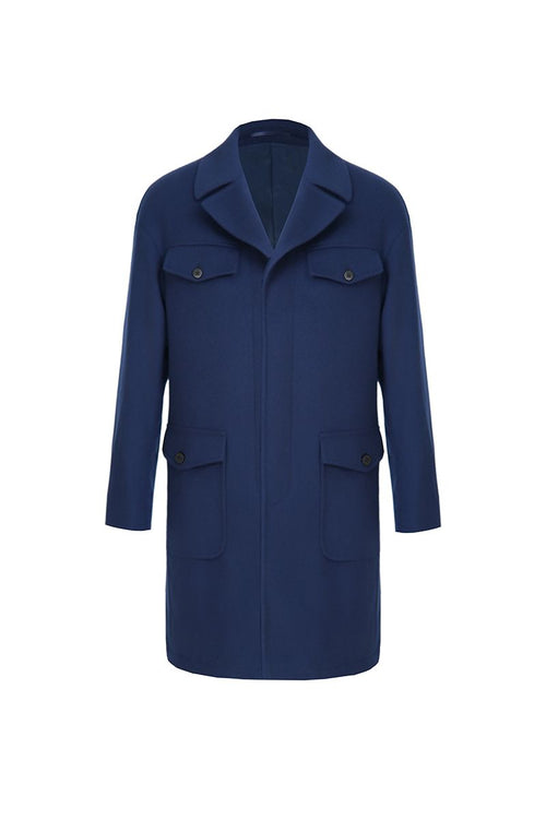 THEODORE Blue Wool Overcoat, view 1 of 3