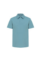 THEODORE The Ericeira Teal Cotton-Blend One-Button Polo, view 2 of 2