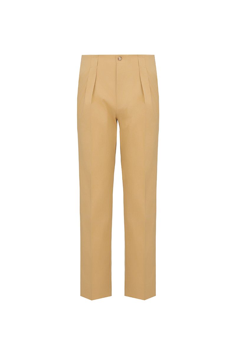 THEODORE Khaki Cotton Trousers, view 1 of 2