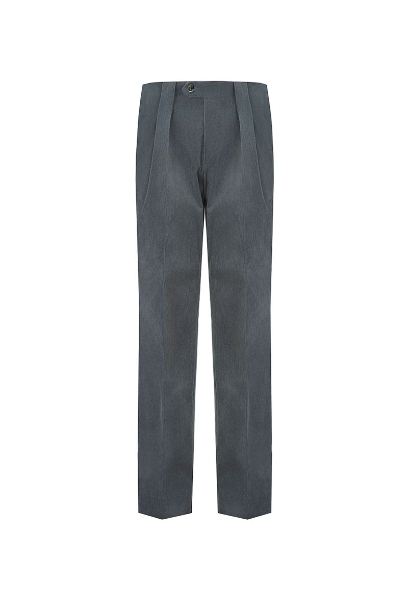 THEODORE Grey Box-Pleat Cotton Trousers, view 2 of 7
