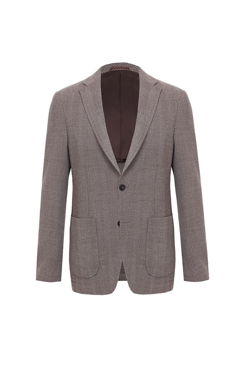 THEODORE Brown Striped Wool Jacket, view 1 of 3
