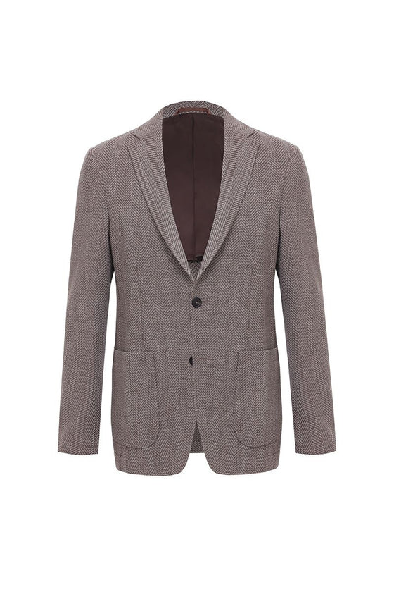 THEODORE Brown Striped Wool Jacket, view 1 of 3