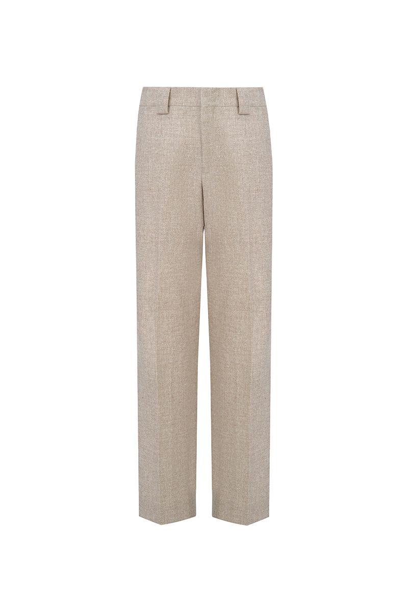 THEODORE Beige Heavyweight Wool Trousers, view 2 of 8