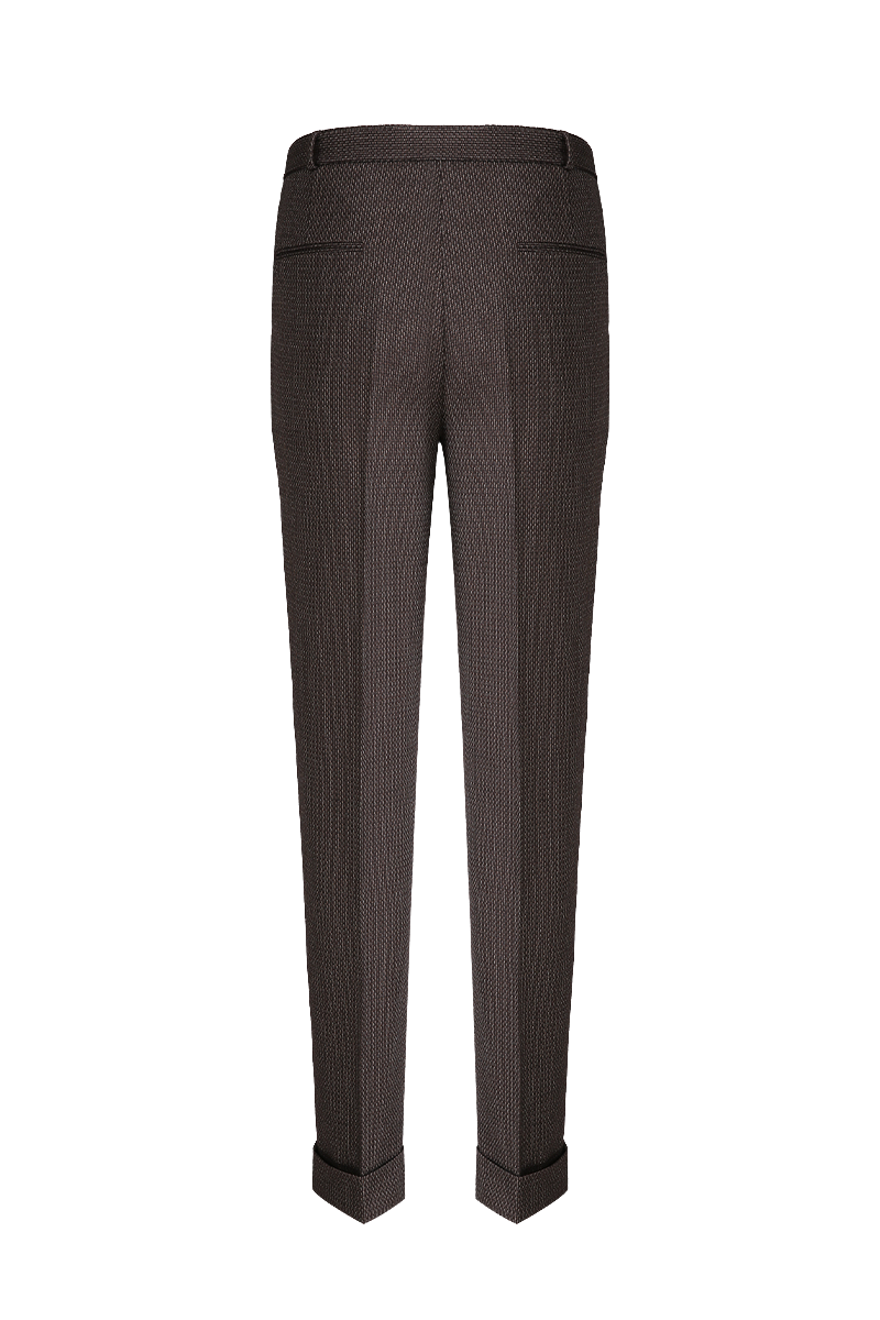 THEODORE Brown Jacquard Wool Trousers, view 2 of 6