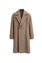 THEODORE Coffee Striped Wool Overcoat, view 1 of 7