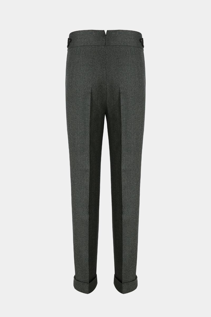 THEODORE Olive Herringbone Wool Trousers, view 2 of 6