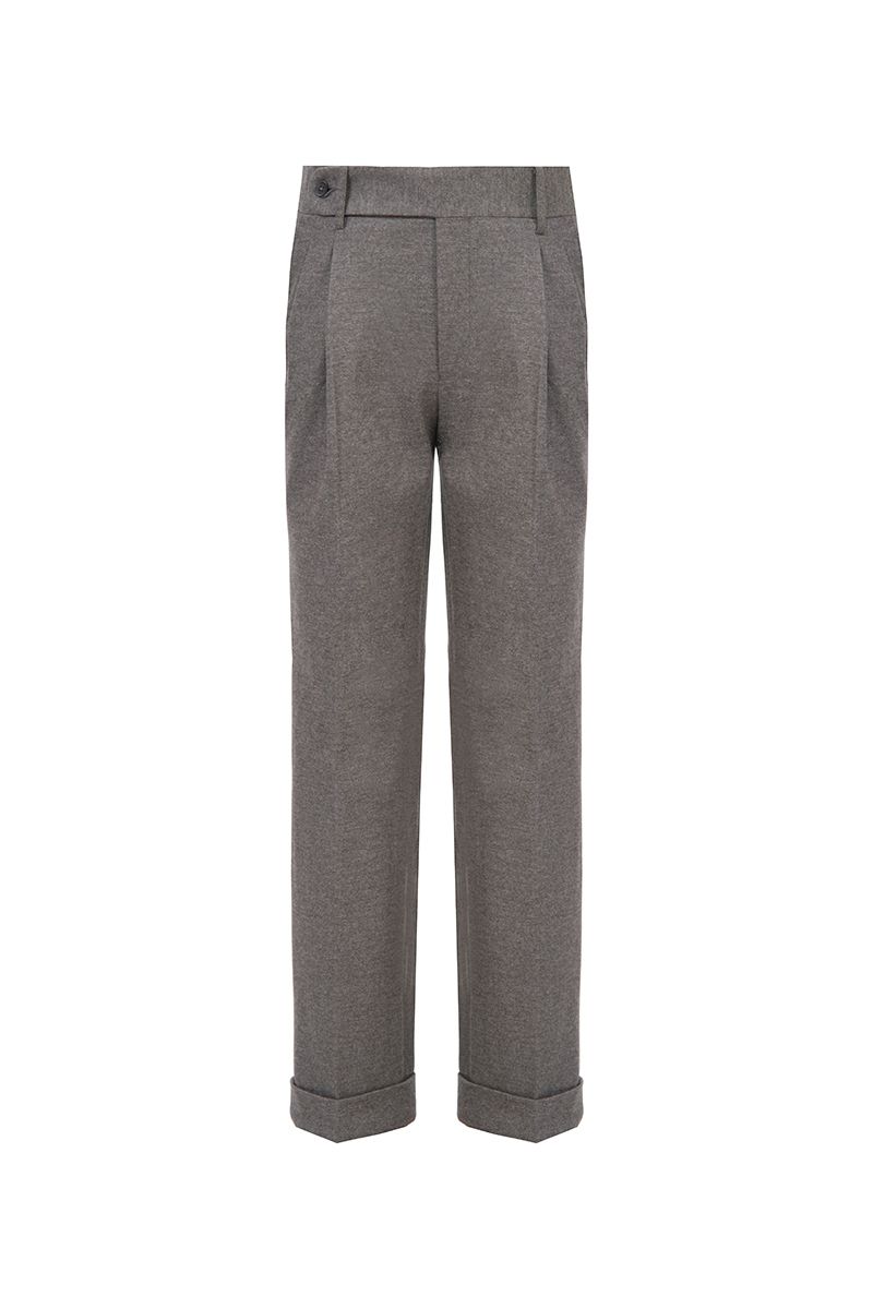 THEODORE Taupe Double-Pleat Trousers, view 2 of 9