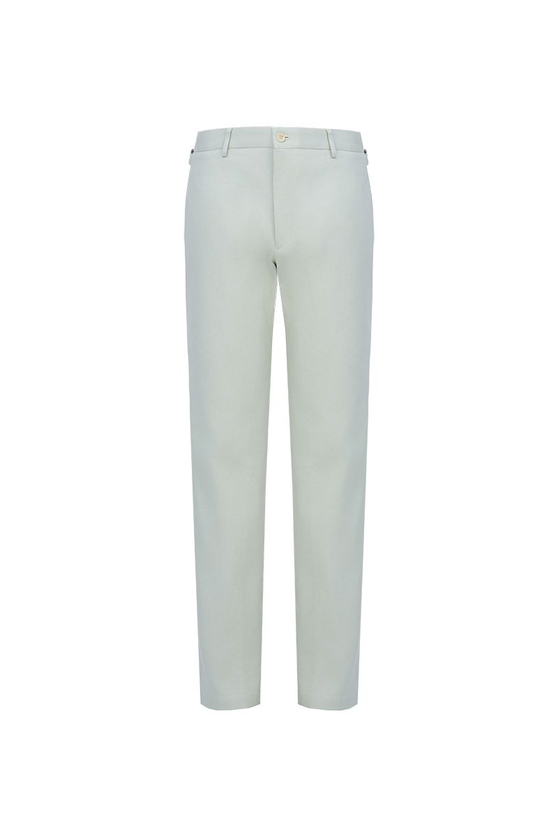 THEODORE Light Grey Flat-Front Cotton Trousers, view 2 of 7