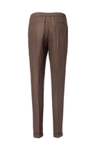THEODORE Brown Striped Linen Trousers, view 2 of 2
