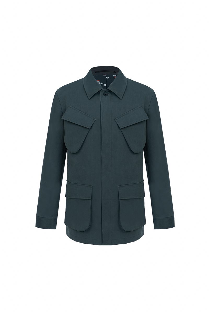 THEODORE Grey Cotton Jacket, view 1 of 3