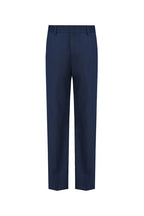 THEODORE Navy Flat-Front Wool Trousers, view 2 of 8