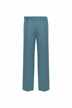 THEODORE Blue Grey Double-Pleat Wool Trousers, view 2 of 6