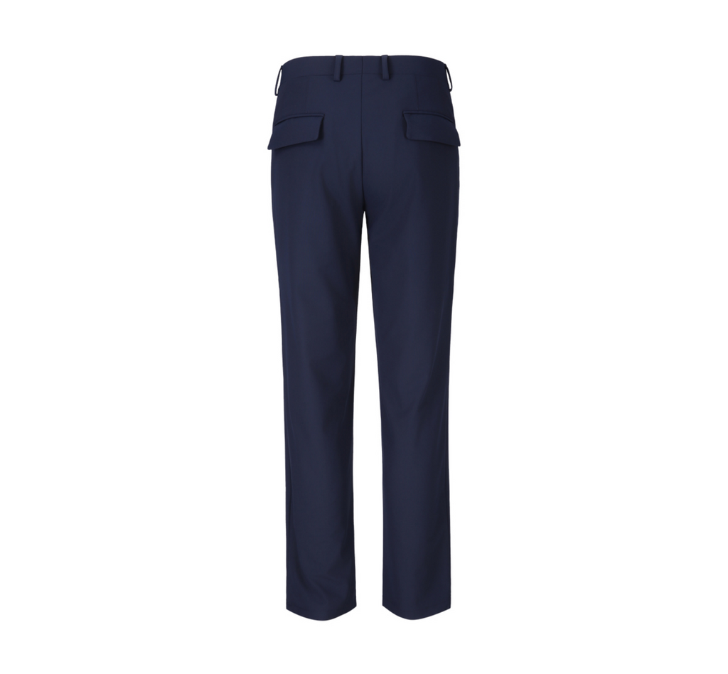 THEODORE Navy Polyester Trousers, view 3 of 6