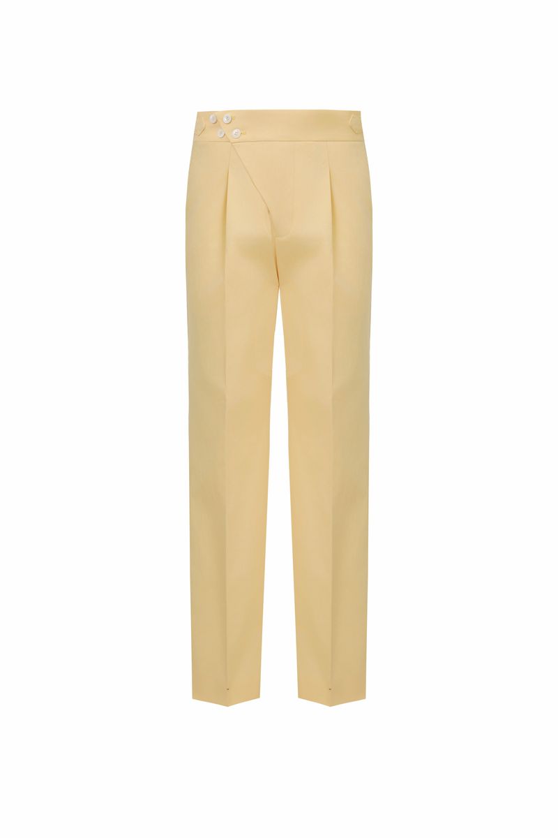 THEODORE Yellow Cotton Trousers, view 1 of 2