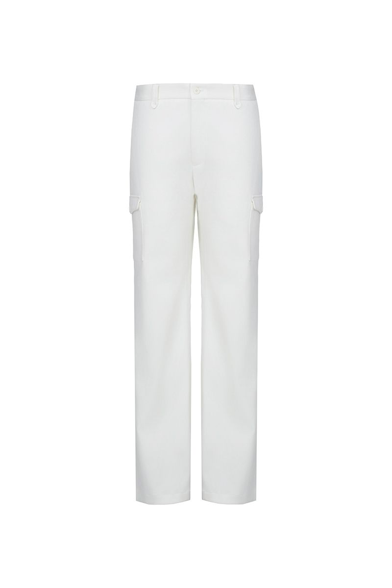 THEODORE White Cargo Cotton Trousers, view 2 of 10