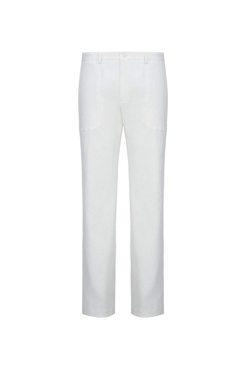 THEODORE White Patch-Pocket Cotton Trousers, view 2 of 7