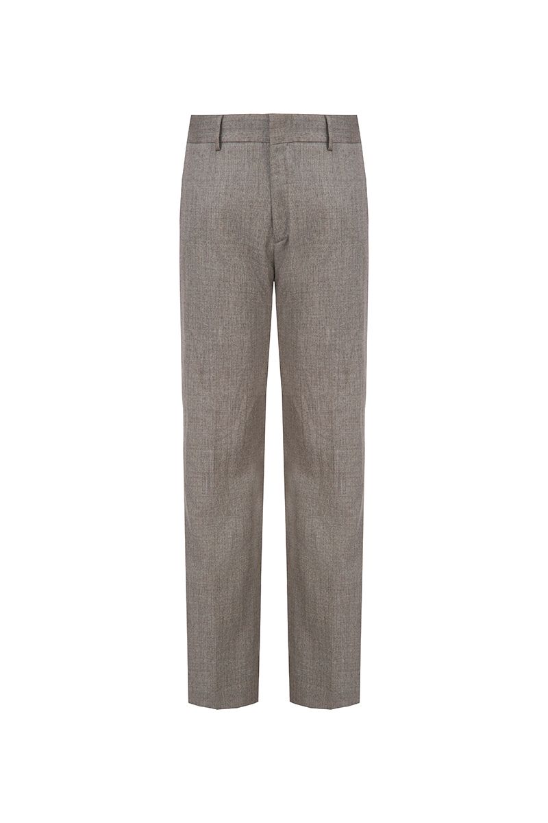 THEODORE Taupe Flat-Front Wool Trousers, view 2 of 8