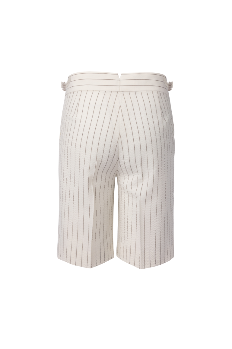 THEODORE Ivory Striped Wool Shorts, view 2 of 2