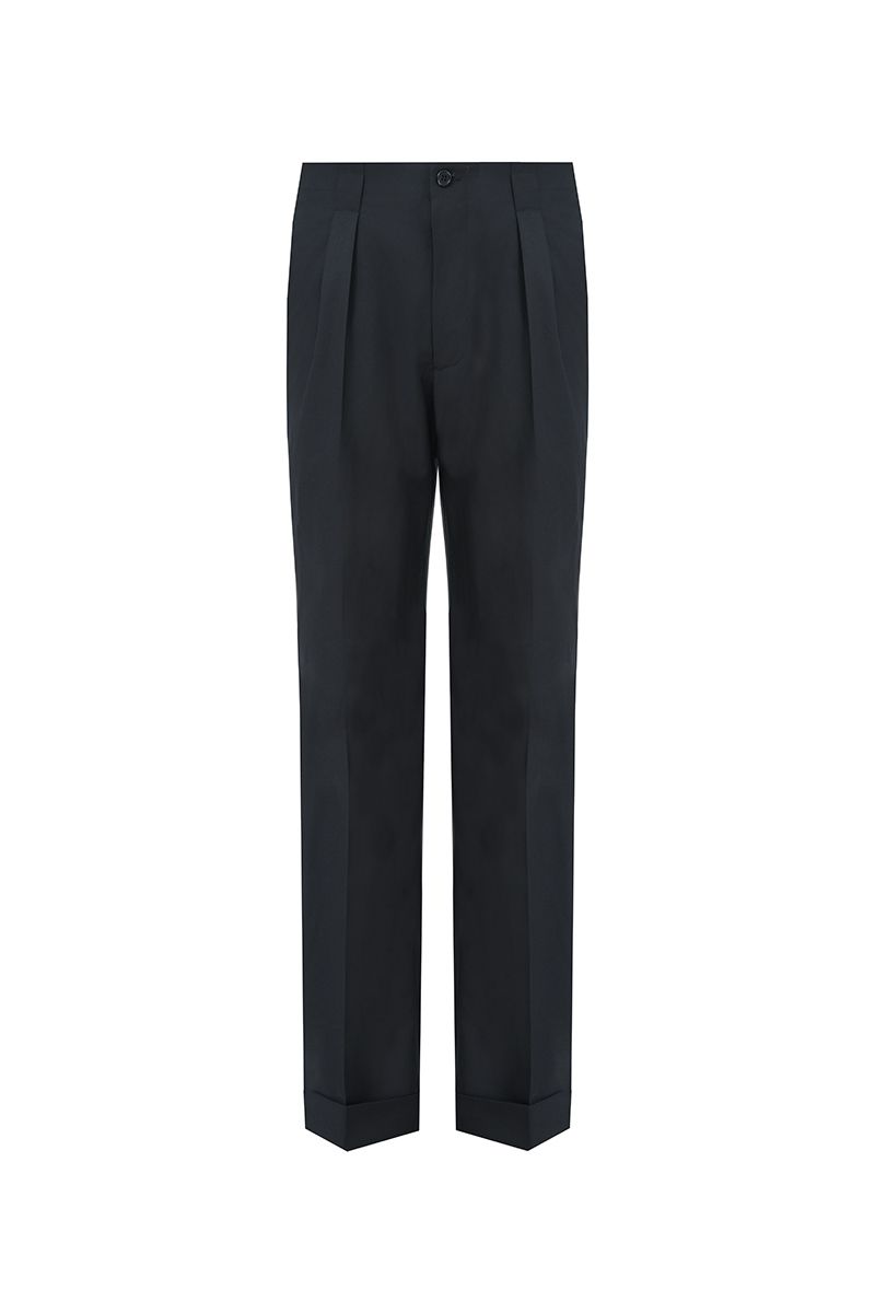THEODORE Black Box-Pleat Wool Trousers, view 2 of 9