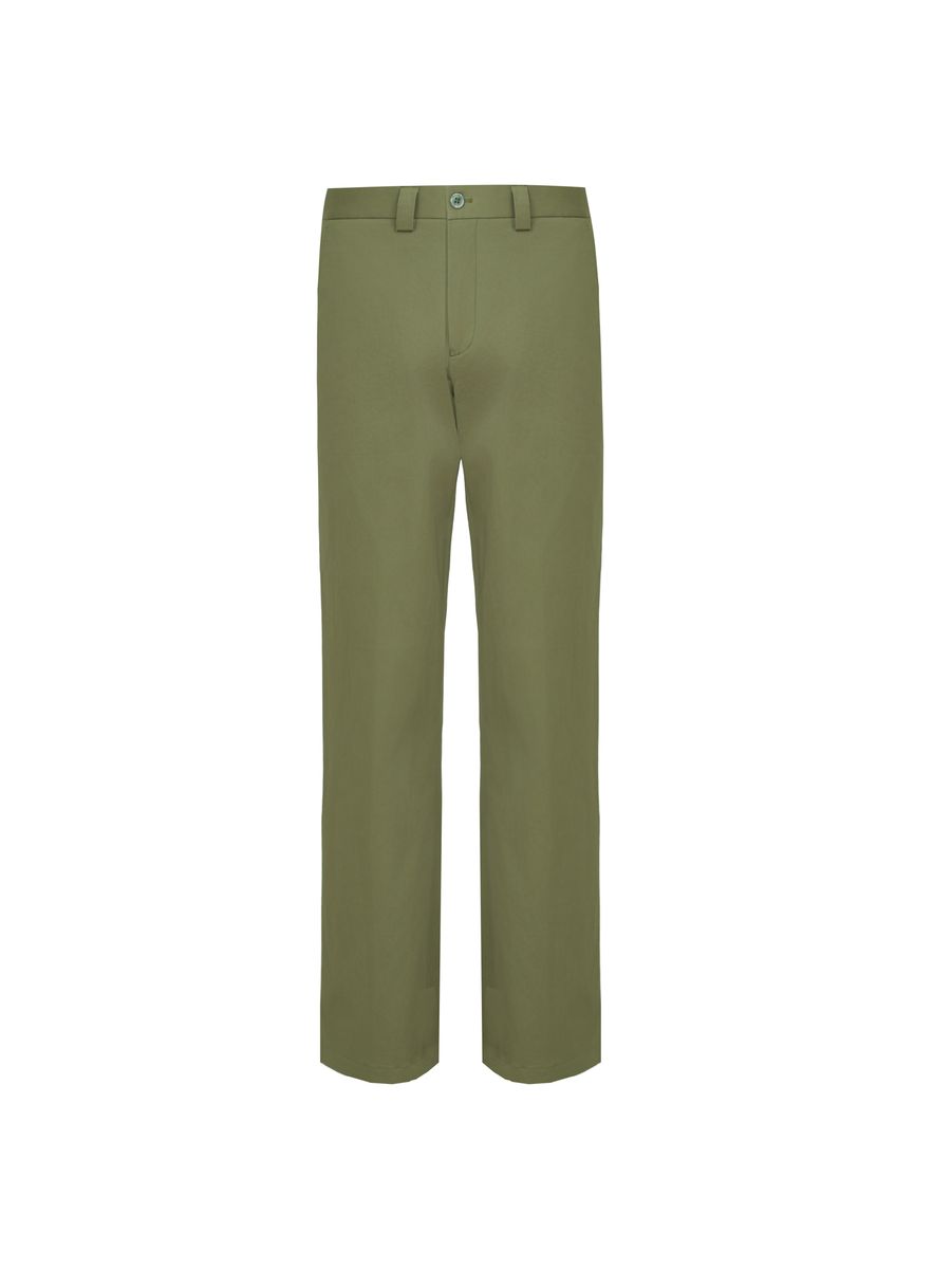 THEODORE Green Cotton Trousers, view 1 of 2