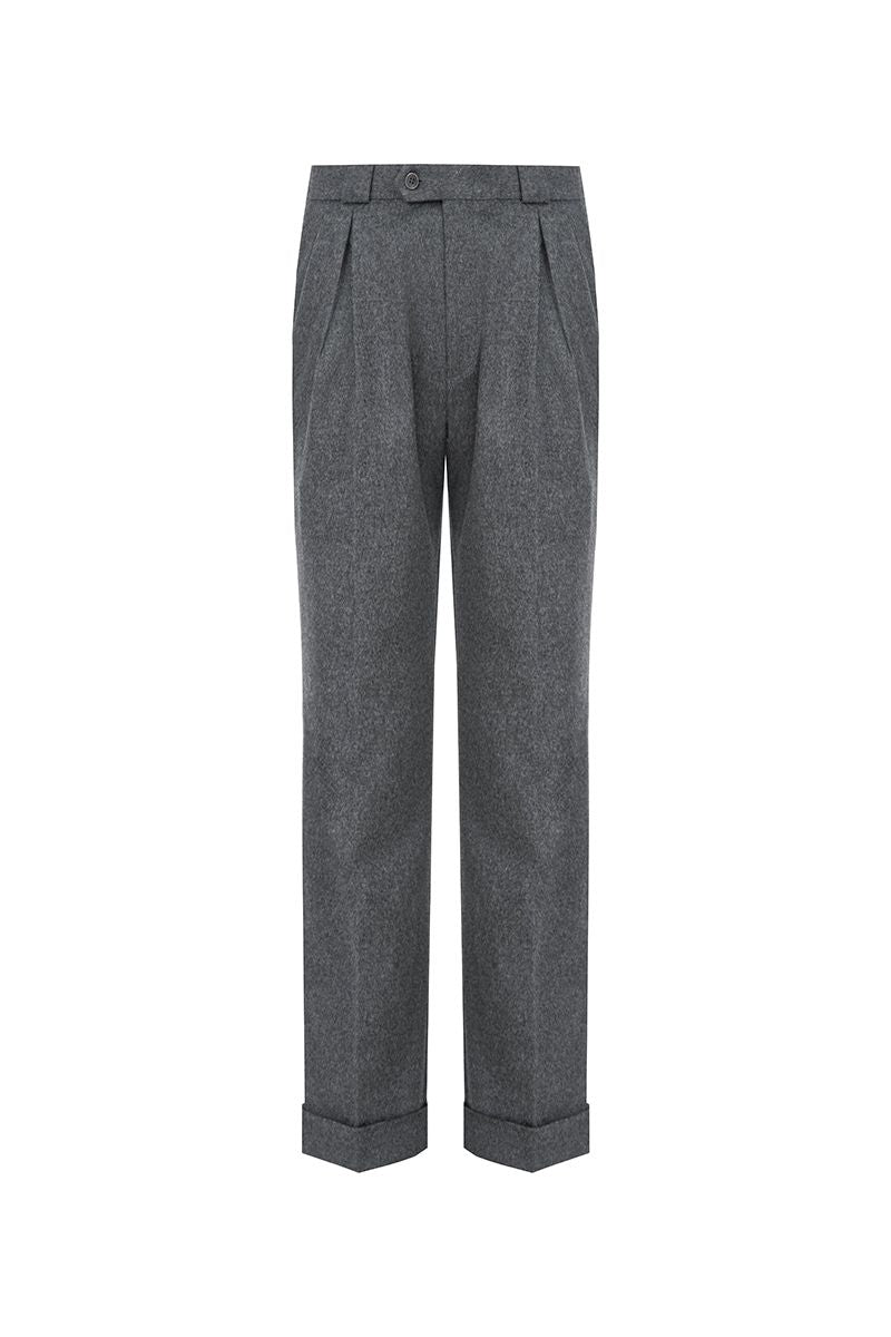 THEODORE Grey Heavyweight Wool Trousers, view 2 of 9