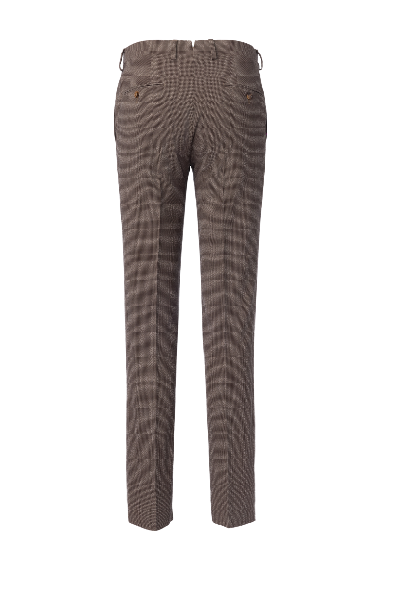 THEODORE Coffee Check Wool Trousers, view 2 of 2