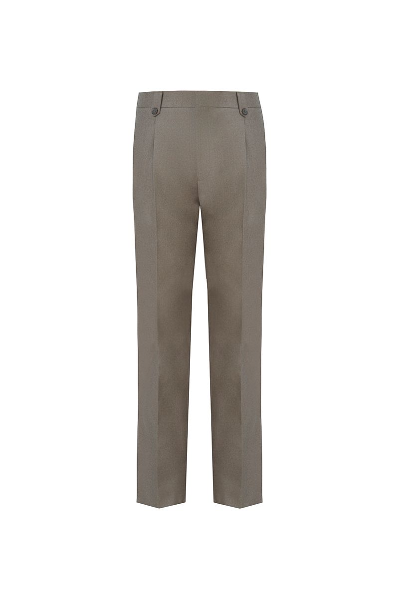 THEODORE Taupe Single-Pleat Wool Trousers, view 2 of 8