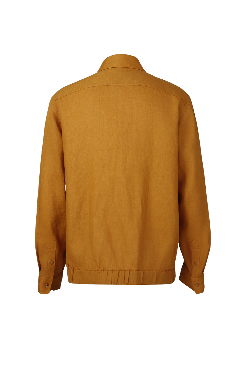 THEODORE Yellow Linen Popover Shirt, view 2 of 7
