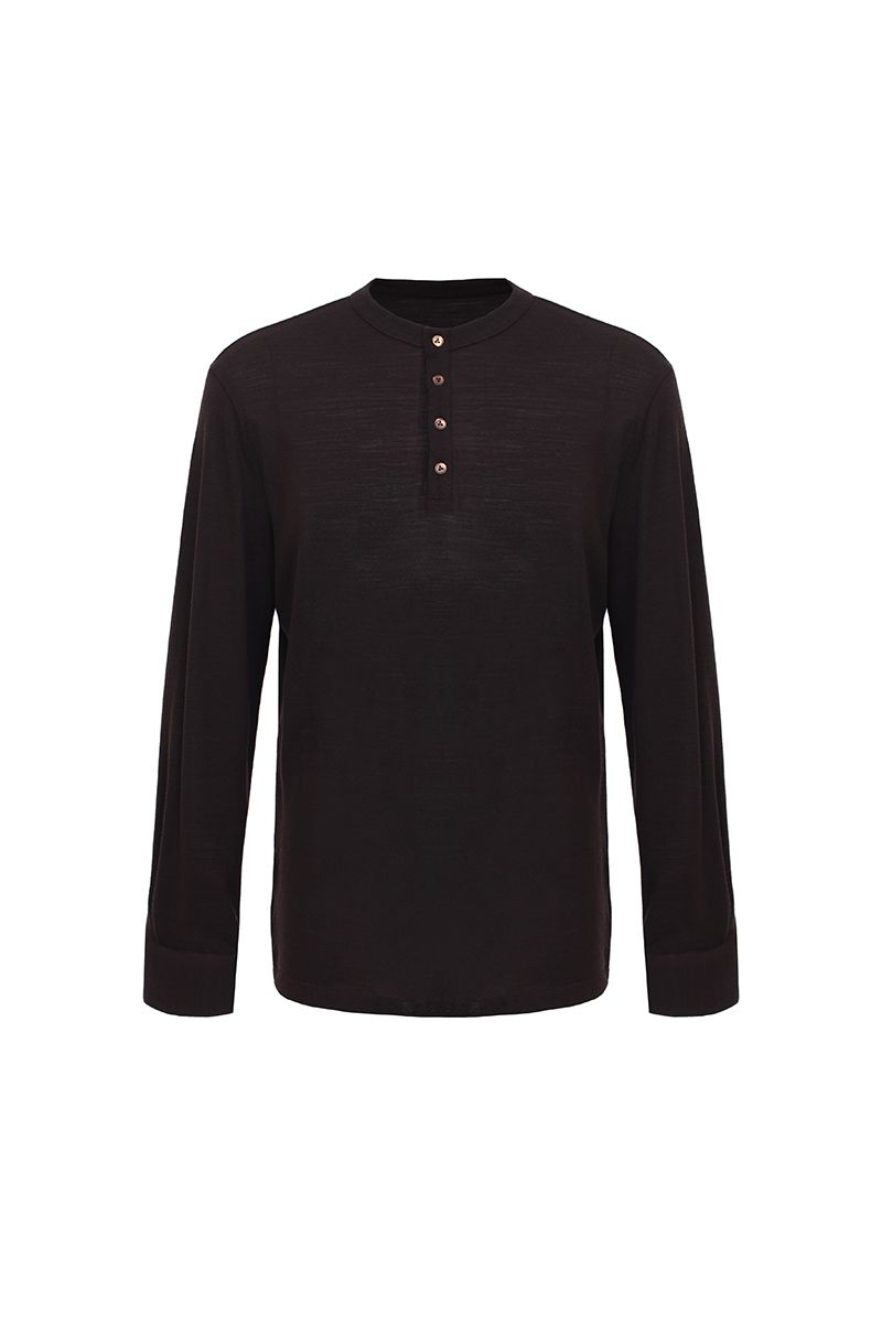 THEODORE The Sperlonga Brown Piqué Blend Stand-Collar Polo, view 2 of 7