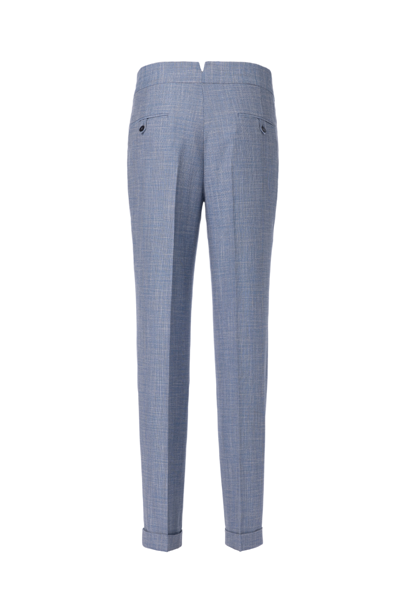THEODORE Blue Viscose Trousers, view 2 of 2