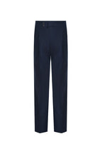 THEODORE Navy Button-Tab Wool Trousers, view 2 of 8