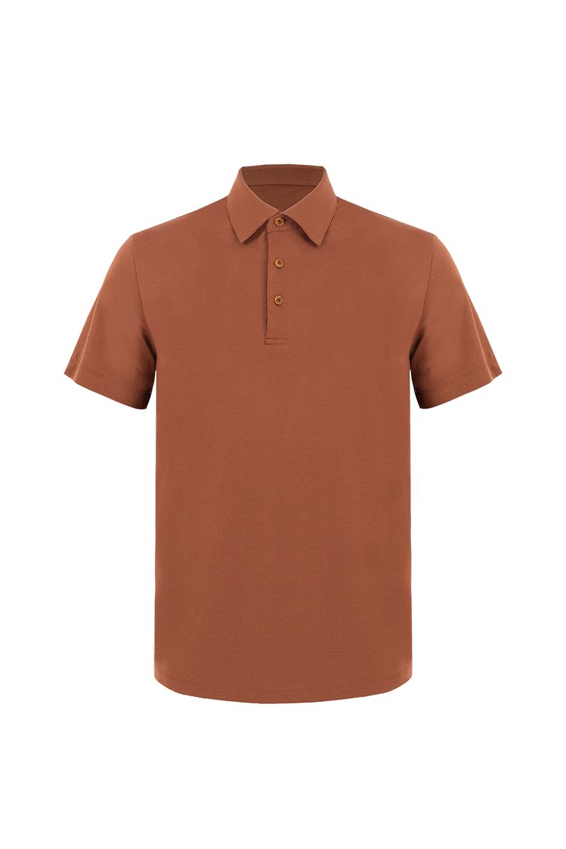 THEODORE The Marbella Rust Blend Spread-Collar Polo, view 2 of 5