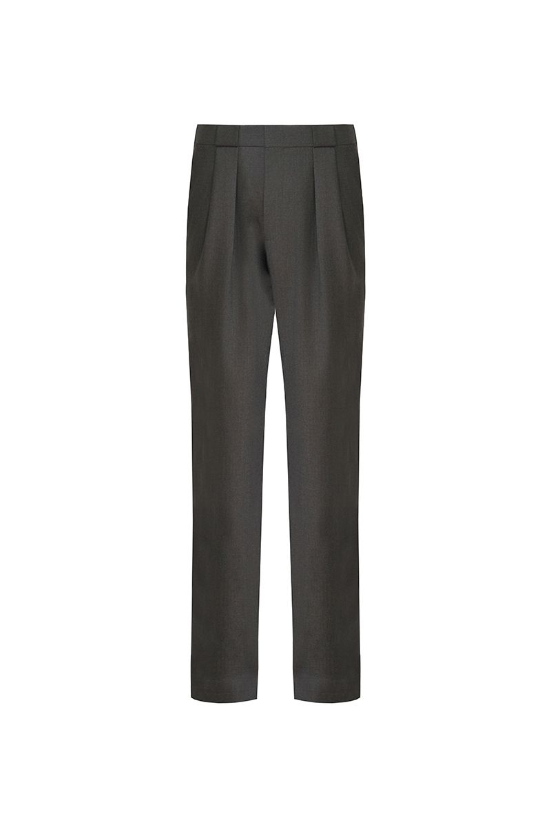 THEODORE Coffee Box-Pleat Wool Trousers, view 2 of 8