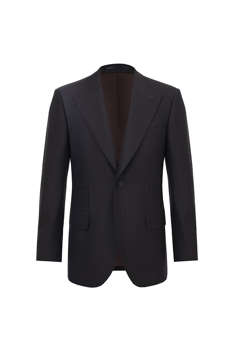 THEODORE Brown Striped Wool Jacket, view 1 of 2