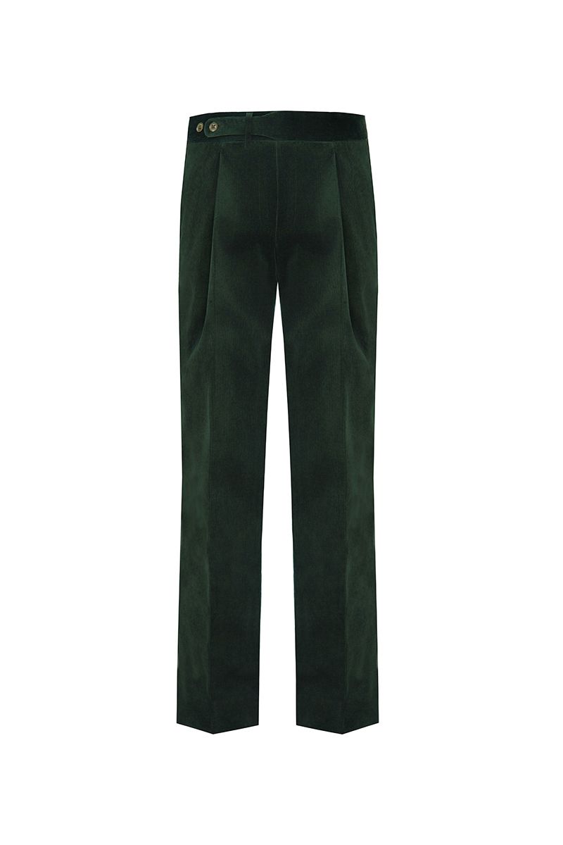 THEODORE The Comporta Dark Green Cotton-Blend Single-Pleat Corduroy Trousers, view 2 of 7