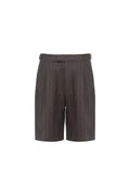 THEODORE Brown Striped Linen Shorts, view 1 of 2