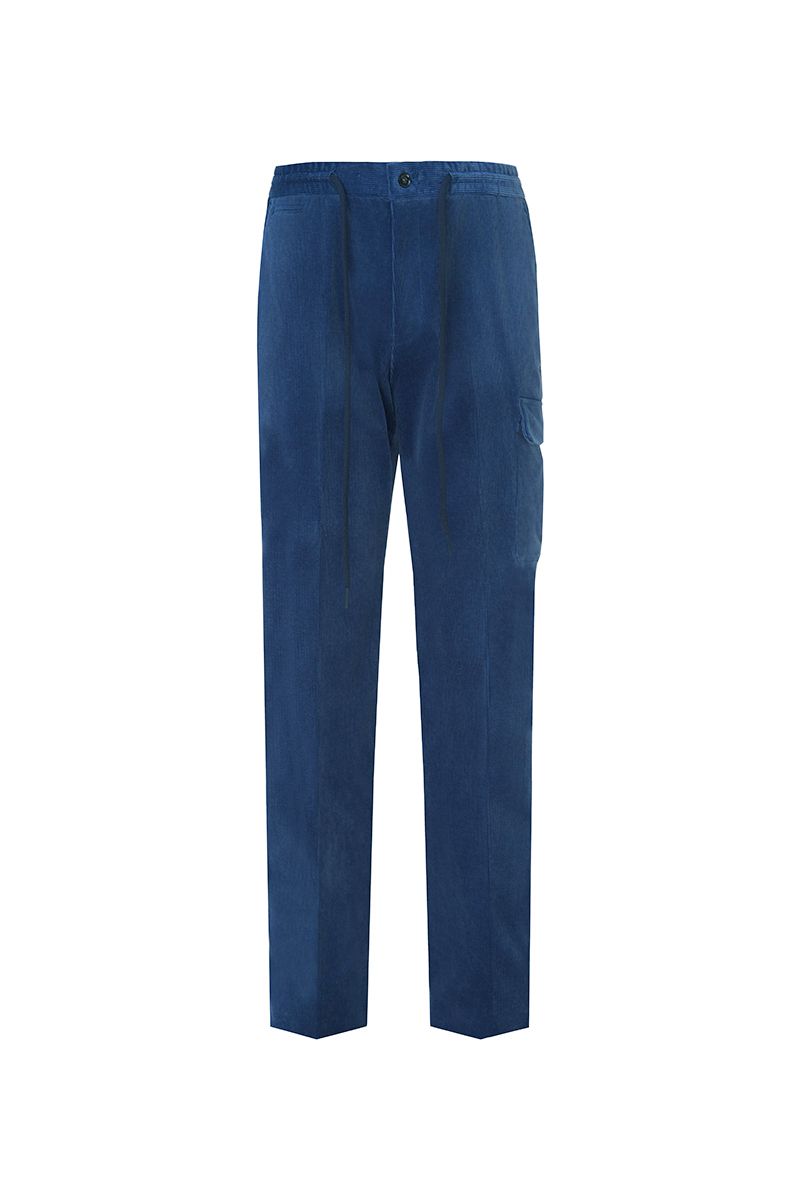 THEODORE Blue Corduroy Cargo Trousers, view 2 of 8