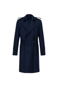 THEODORE Navy Striped Wool Trench Coat, view 1 of 9