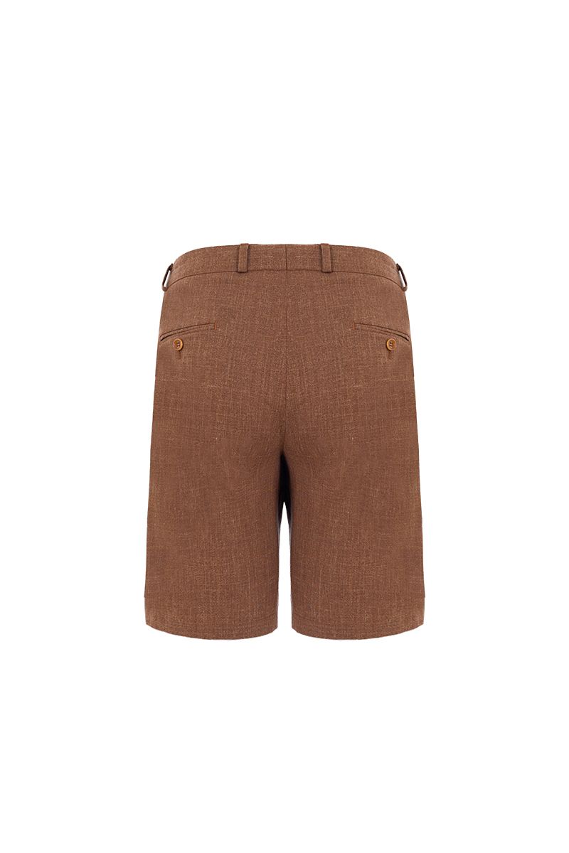 THEODORE Coffee Wool Shorts, view 2 of 5