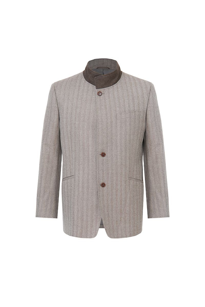 THEODORE Coffee Striped Wool Jacket, view 1 of 4