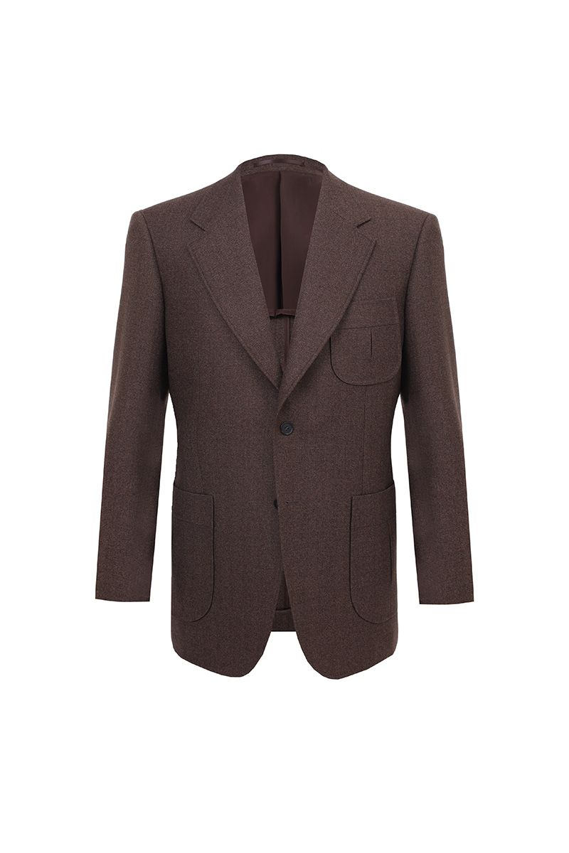 THEODORE Coffee Herringbone Wool Jacket, view 1 of 2
