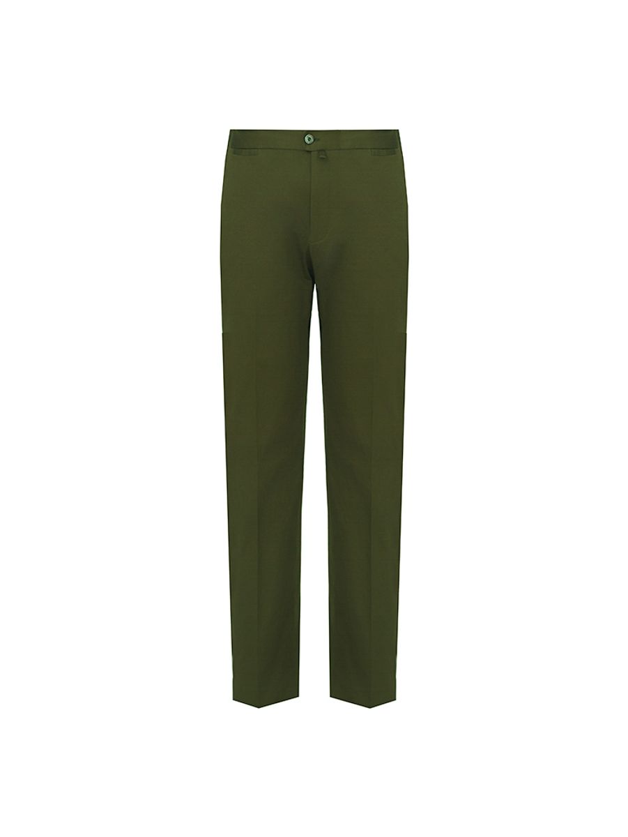 THEODORE Olive Cotton Trousers, view 1 of 2