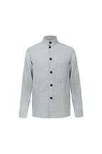 THEODORE Khaki Striped Wool Overshirt, view 1 of 2