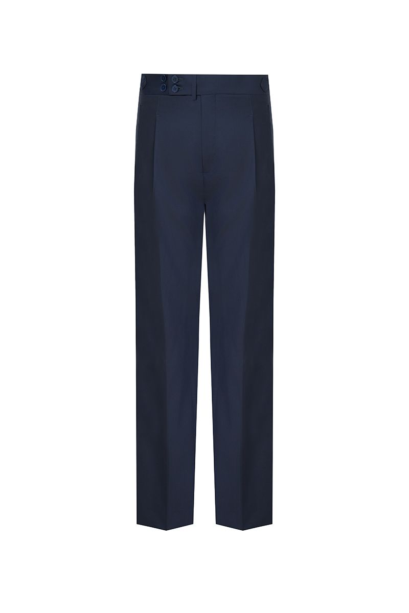 THEODORE The Via Veneto Navy Wool Square-Tab Trousers, view 2 of 8