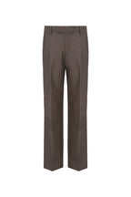 THEODORE Coffee Herringbone Double-Pleat Wool Trousers, view 2 of 8