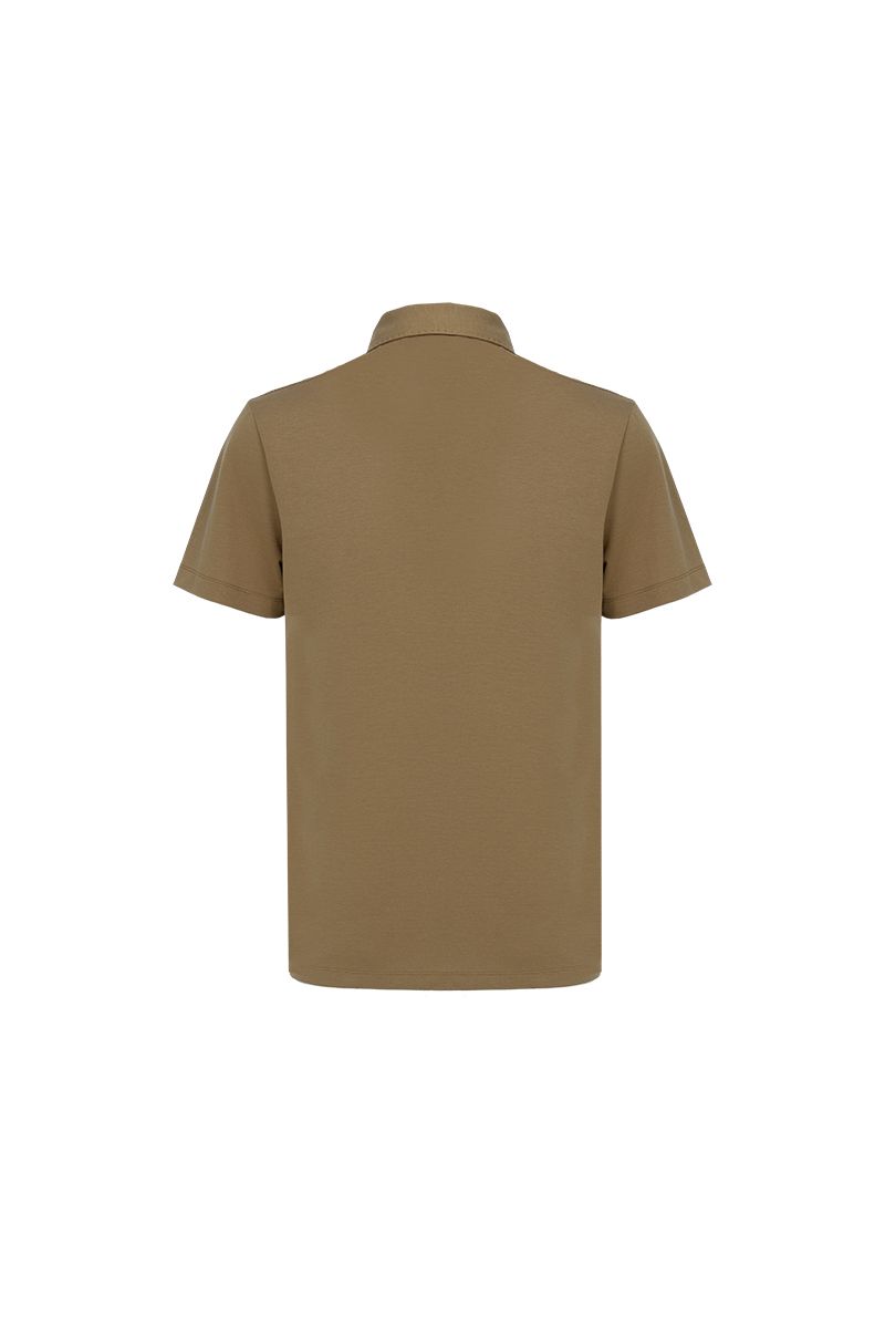 THEODORE The Calvi Khaki Piqué Blend Three-Button Polo, view 2 of 5