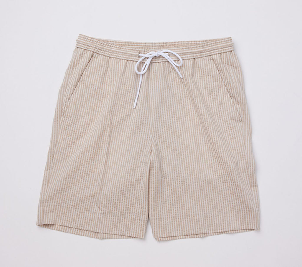 THEODORE Khaki Striped Cotton Shorts, view 4 of 6